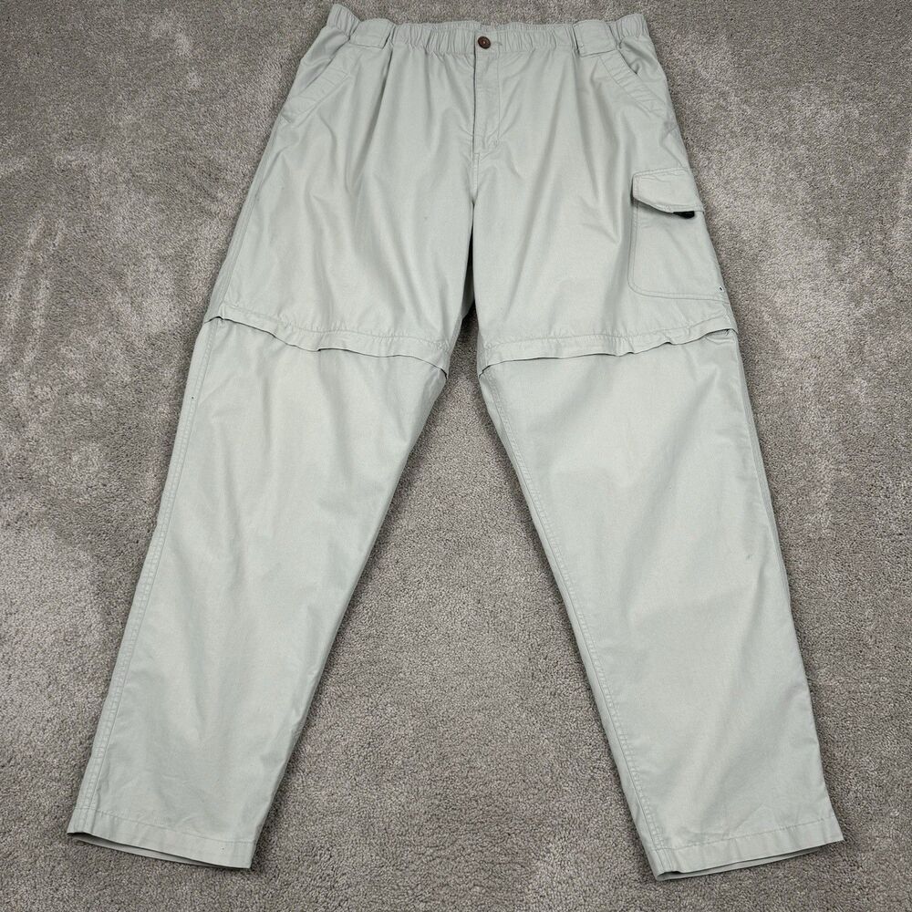 Simms Pants Men XL Beige Cargo Fishing Convertible Stretch Zip Pocket Outdoor